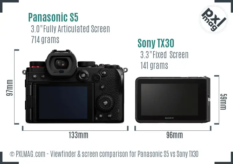 Panasonic S5 vs Sony TX30 Screen and Viewfinder comparison Panasonic S5 vs Sony TX30 Screen and Viewfinder comparison