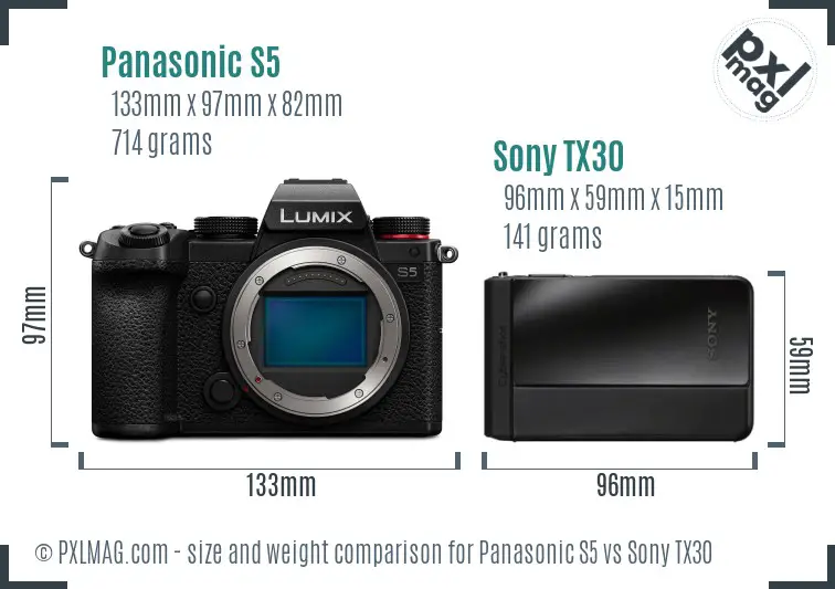 Panasonic S5 vs Sony TX30 size comparison Panasonic S5 vs Sony TX30 size comparison