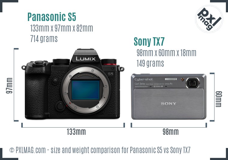 Panasonic S5 vs Sony TX7 size comparison Panasonic S5 vs Sony TX7 size comparison
