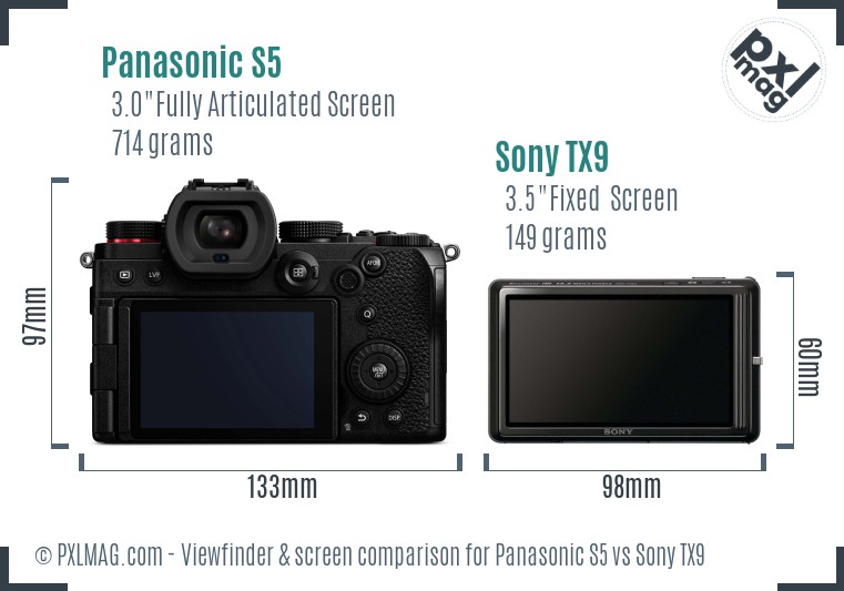 Panasonic S5 vs Sony TX9 Screen and Viewfinder comparison