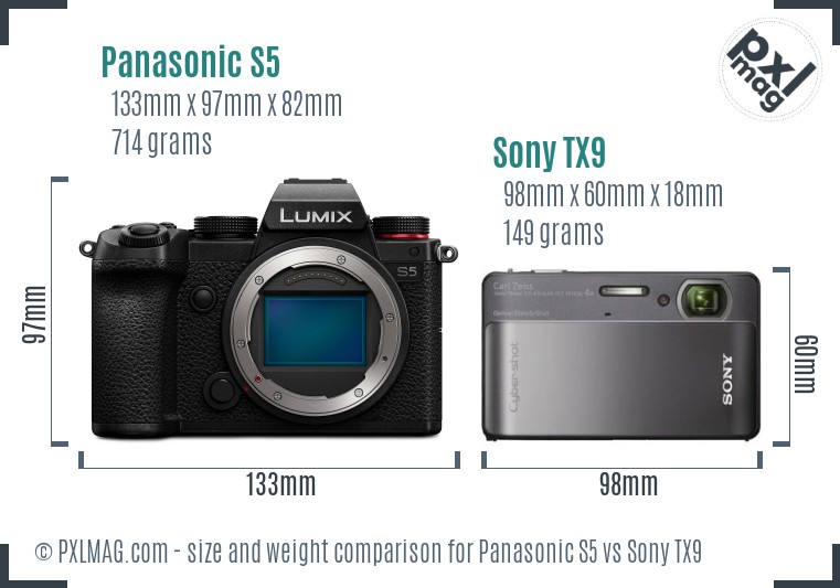 Panasonic S5 vs Sony TX9 size comparison
