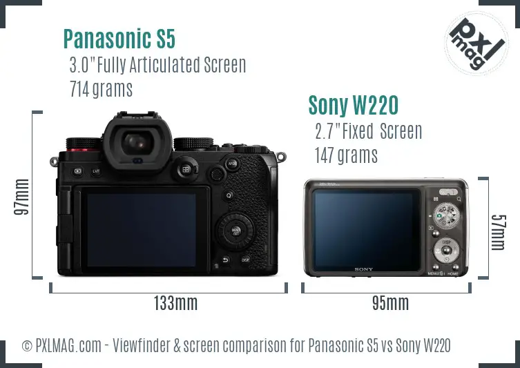 Panasonic S5 vs Sony W220 Screen and Viewfinder comparison