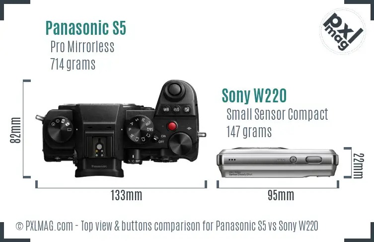 Panasonic S5 vs Sony W220 top view buttons comparison