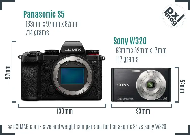 Panasonic S5 vs Sony W320 size comparison