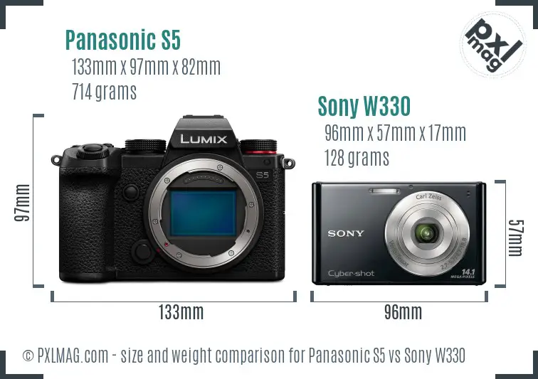 Panasonic S5 vs Sony W330 size comparison