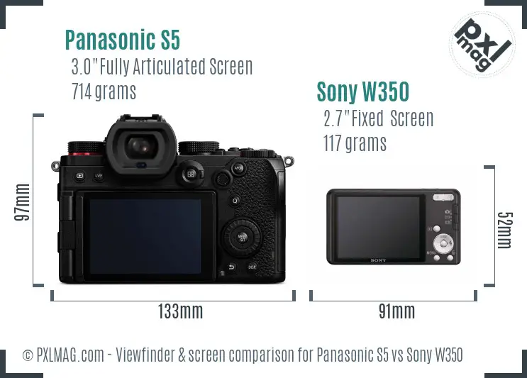 Panasonic S5 vs Sony W350 Screen and Viewfinder comparison Panasonic S5 vs Sony W350 Screen and Viewfinder comparison