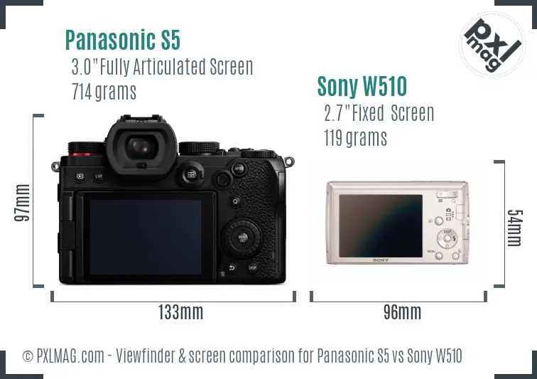 Panasonic S5 vs Sony W510 Screen and Viewfinder comparison