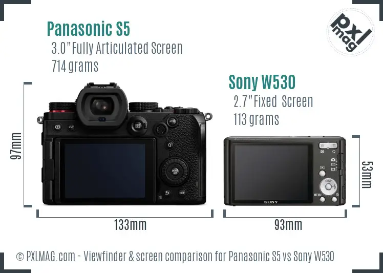 Panasonic S5 vs Sony W530 Screen and Viewfinder comparison Panasonic S5 vs Sony W530 Screen and Viewfinder comparison