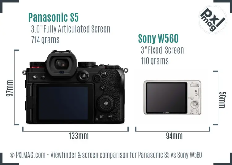 Panasonic S5 vs Sony W560 Screen and Viewfinder comparison