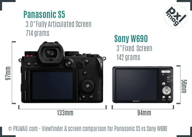 Panasonic S5 vs Sony W690 Screen and Viewfinder comparison