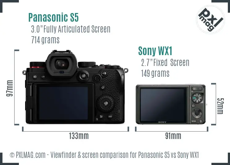 Panasonic S5 vs Sony WX1 Screen and Viewfinder comparison