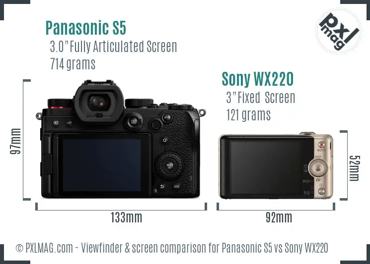 Panasonic S5 vs Sony WX220 Screen and Viewfinder comparison