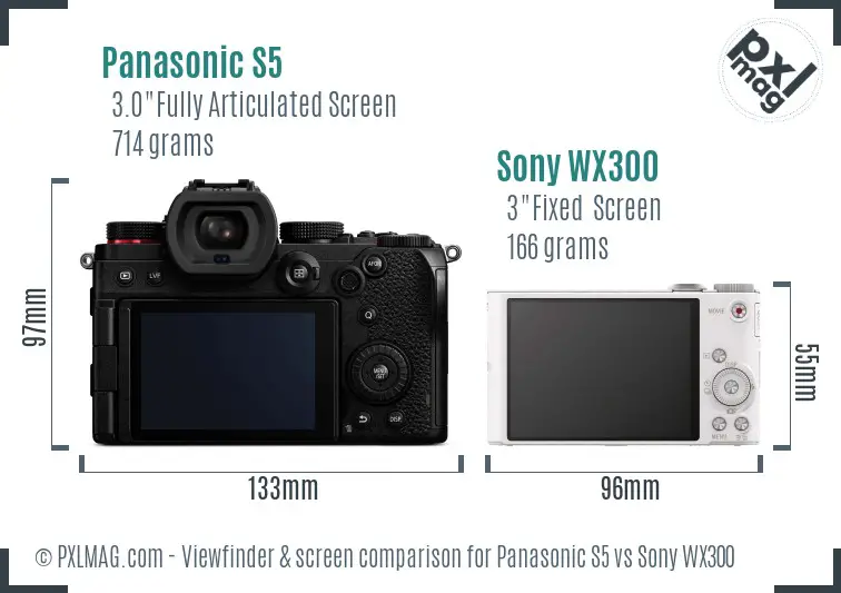 Panasonic S5 vs Sony WX300 Screen and Viewfinder comparison