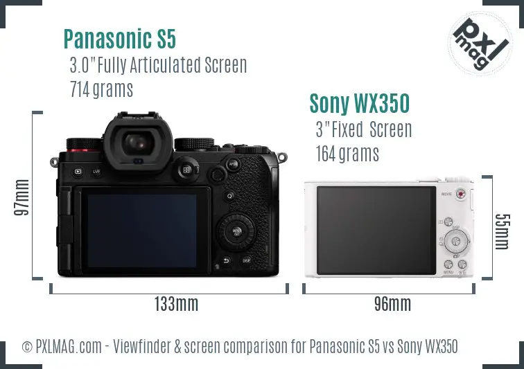Panasonic S5 vs Sony WX350 Screen and Viewfinder comparison