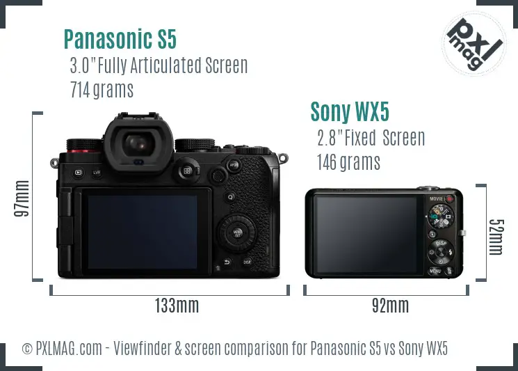 Panasonic S5 vs Sony WX5 Screen and Viewfinder comparison