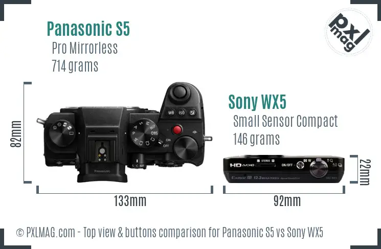 Panasonic S5 vs Sony WX5 top view buttons comparison