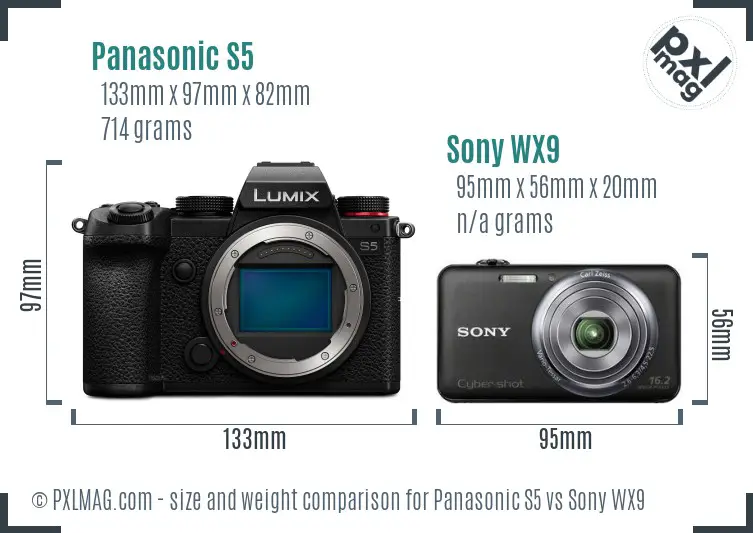 Panasonic S5 vs Sony WX9 size comparison