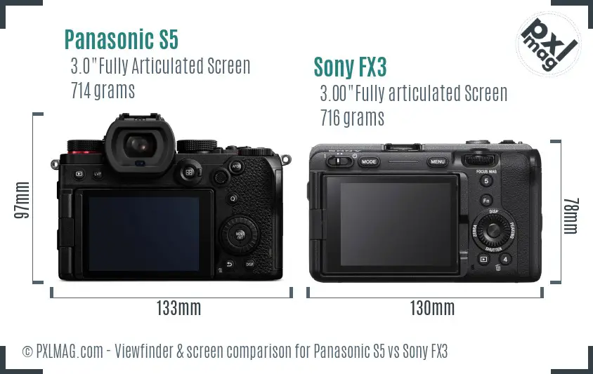 Panasonic S5 vs Sony FX3 Screen and Viewfinder comparison