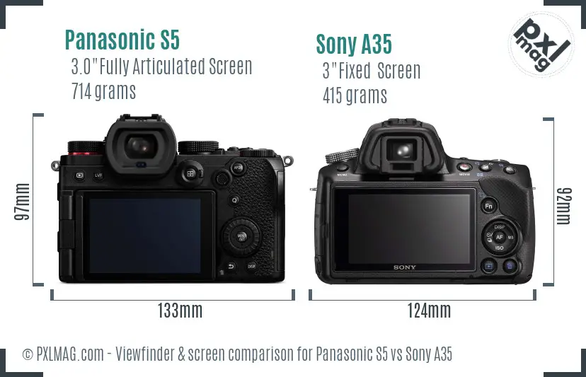 Panasonic S5 vs Sony A35 Screen and Viewfinder comparison