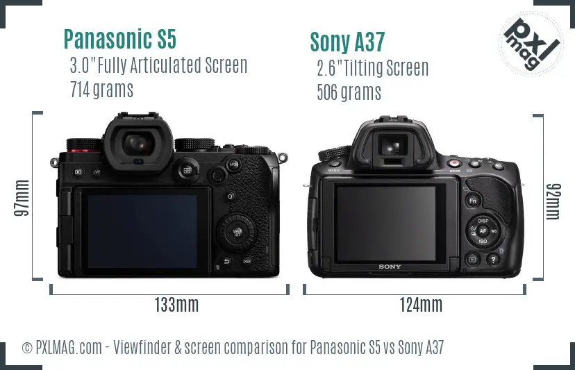 Panasonic S5 vs Sony A37 Screen and Viewfinder comparison