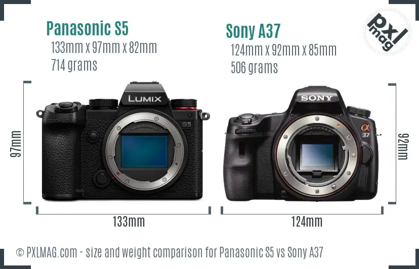 Panasonic S5 vs Sony A37 size comparison