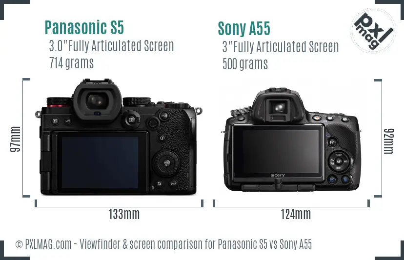Panasonic S5 vs Sony A55 Screen and Viewfinder comparison Panasonic S5 vs Sony A55 Screen and Viewfinder comparison