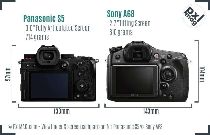 Panasonic S5 vs Sony A68 Screen and Viewfinder comparison