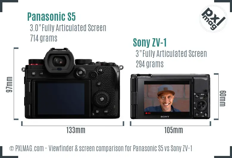 Panasonic S5 vs Sony ZV-1 Screen and Viewfinder comparison