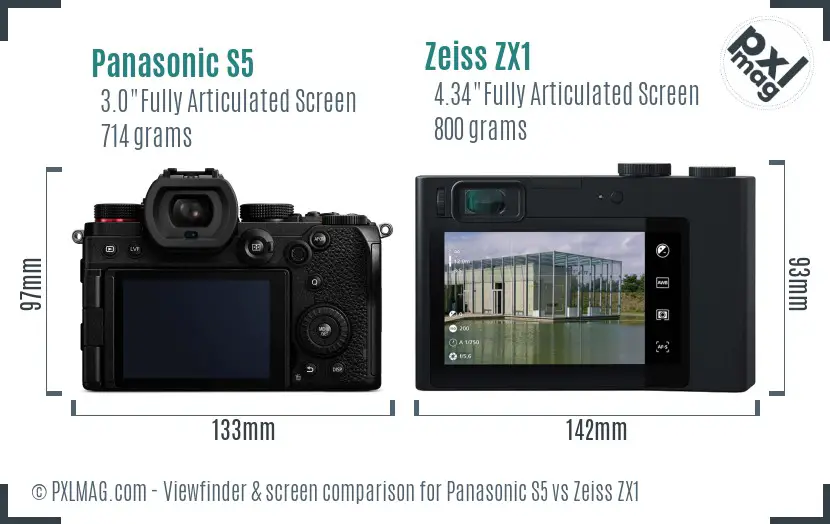 Panasonic S5 vs Zeiss ZX1 Screen and Viewfinder comparison