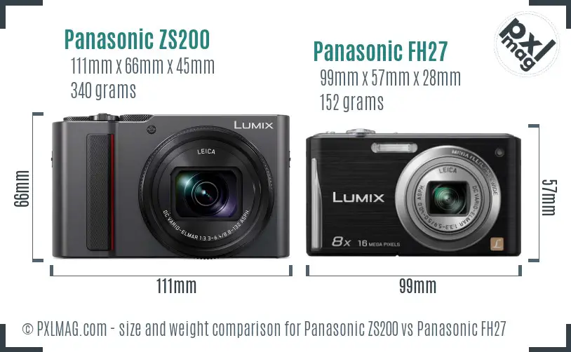 Panasonic ZS200 vs Panasonic FH27 size comparison