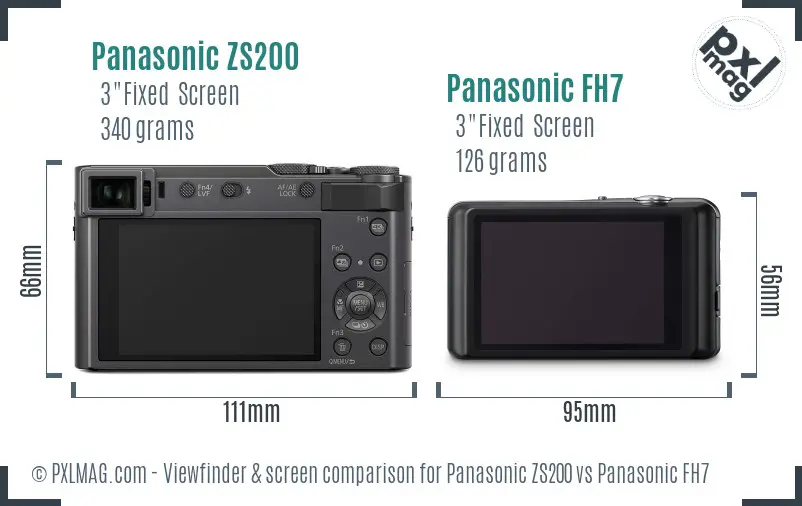 Panasonic ZS200 vs Panasonic FH7 Screen and Viewfinder comparison