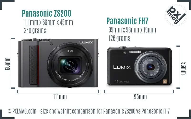 Panasonic ZS200 vs Panasonic FH7 size comparison