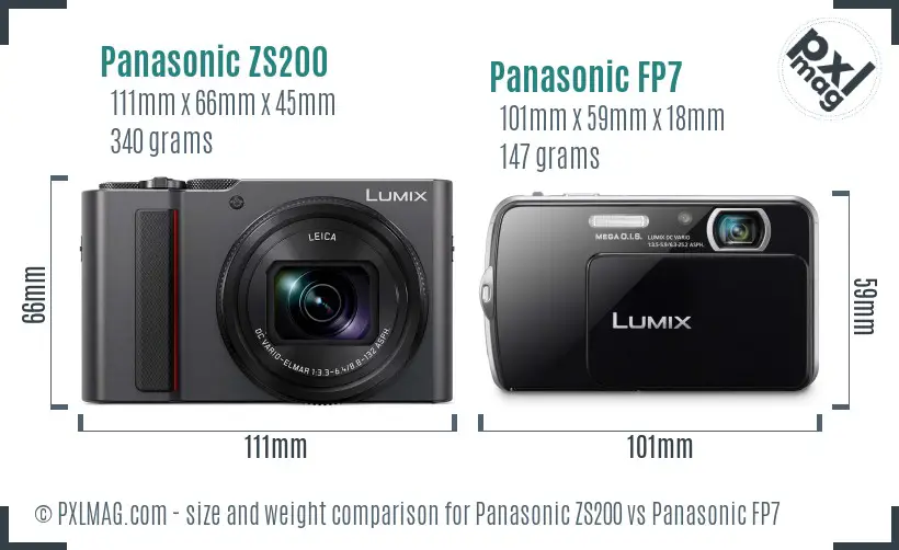 Panasonic ZS200 vs Panasonic FP7 size comparison