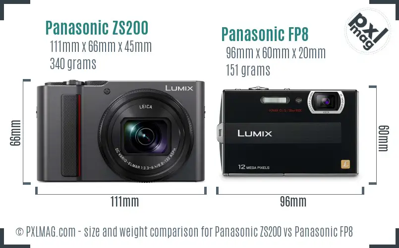 Panasonic ZS200 vs Panasonic FP8 size comparison
