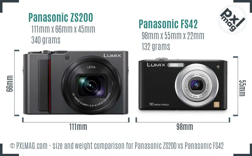 Panasonic ZS200 vs Panasonic FS42 size comparison