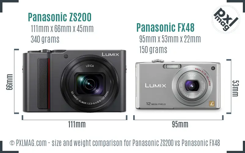 Panasonic ZS200 vs Panasonic FX48 size comparison