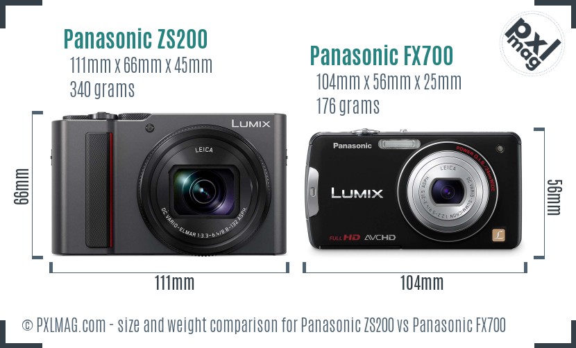 Panasonic ZS200 vs Panasonic FX700 size comparison