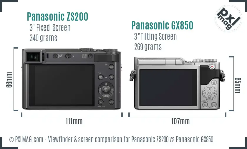 Panasonic ZS200 vs Panasonic GX850 Screen and Viewfinder comparison Panasonic ZS200 vs Panasonic GX850 Screen and Viewfinder comparison