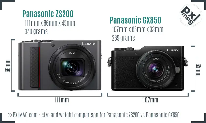 Panasonic ZS200 vs Panasonic GX850 size comparison Panasonic ZS200 vs Panasonic GX850 size comparison