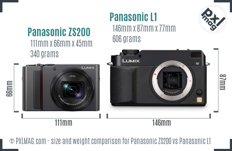 Panasonic ZS200 vs Panasonic L1 size comparison Panasonic ZS200 vs Panasonic L1 size comparison