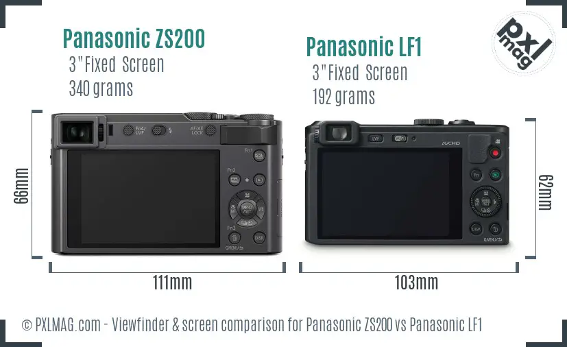 Panasonic ZS200 vs Panasonic LF1 Screen and Viewfinder comparison