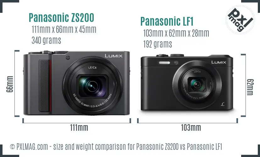 Panasonic ZS200 vs Panasonic LF1 size comparison