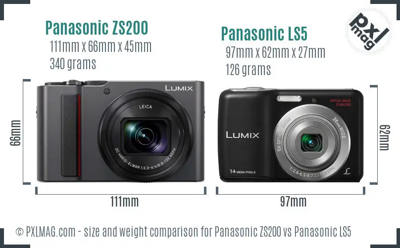Panasonic ZS200 vs Panasonic LS5 size comparison