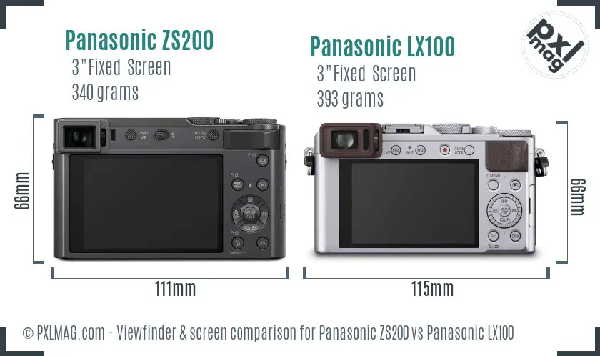 Panasonic ZS200 vs Panasonic LX100 Screen and Viewfinder comparison