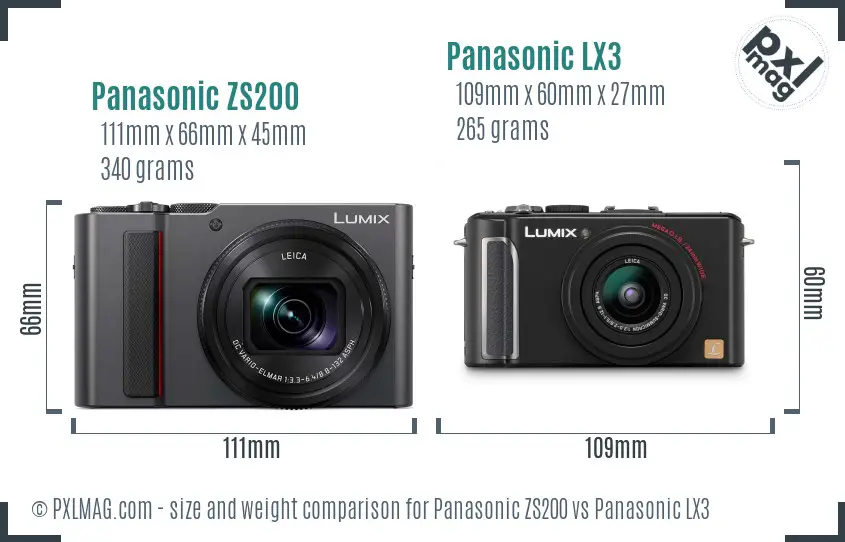 Panasonic ZS200 vs Panasonic LX3 size comparison Panasonic ZS200 vs Panasonic LX3 size comparison