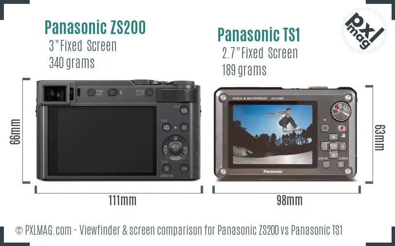 Panasonic ZS200 vs Panasonic TS1 Screen and Viewfinder comparison