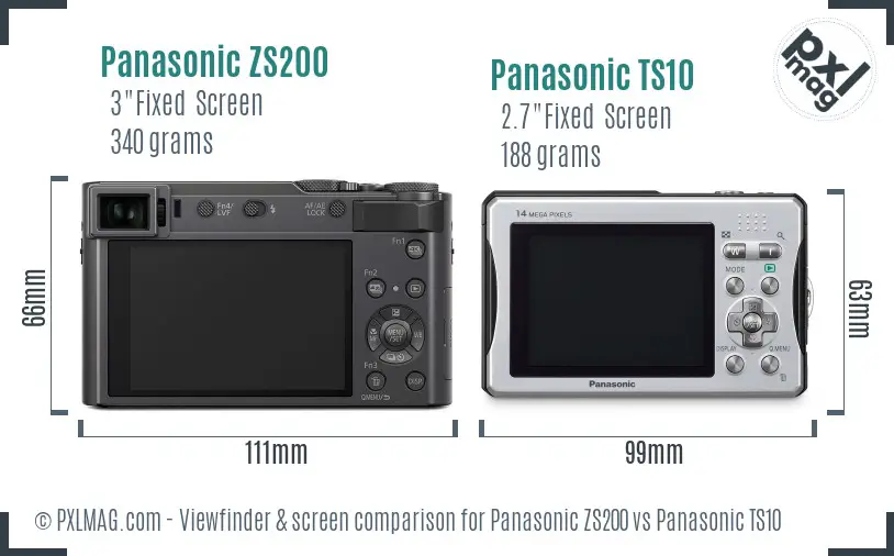 Panasonic ZS200 vs Panasonic TS10 Screen and Viewfinder comparison