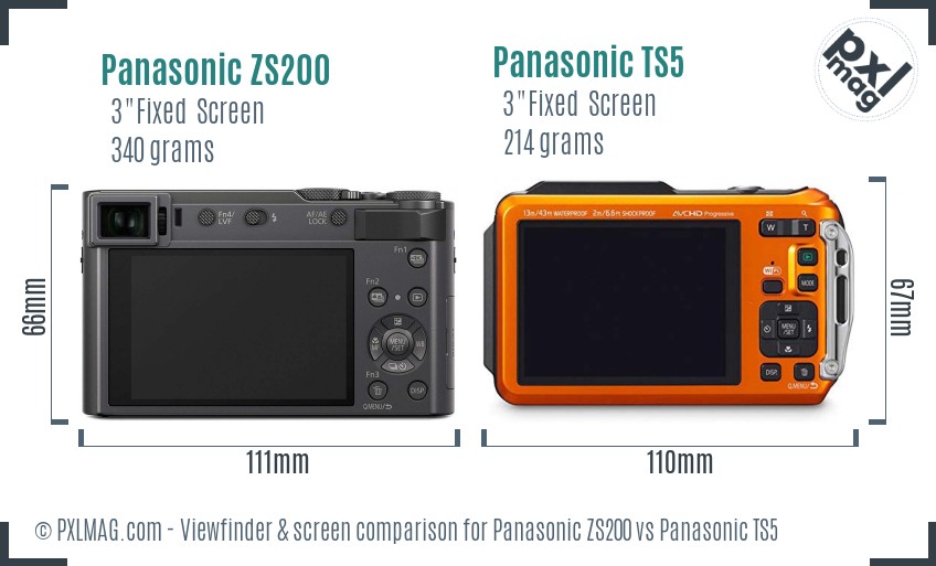 Panasonic ZS200 vs Panasonic TS5 Screen and Viewfinder comparison