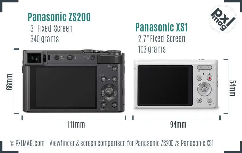 Panasonic ZS200 vs Panasonic XS1 Screen and Viewfinder comparison