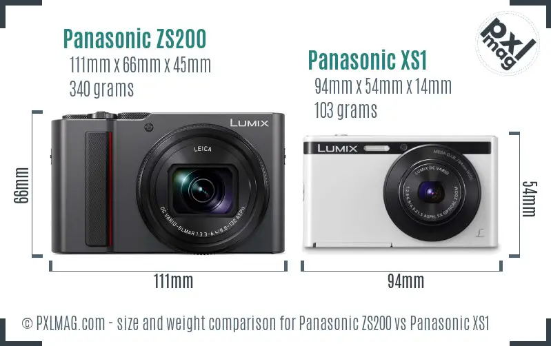Panasonic ZS200 vs Panasonic XS1 size comparison